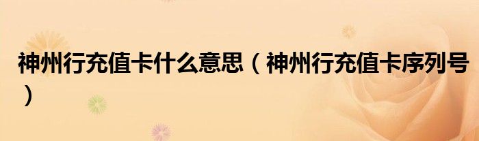 神州行充值卡序列号(神州行充值卡什么意思)