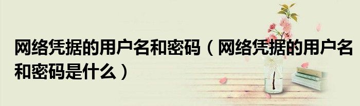 网络凭据的用户名和密码是什么(网络凭据的用户名和密码)