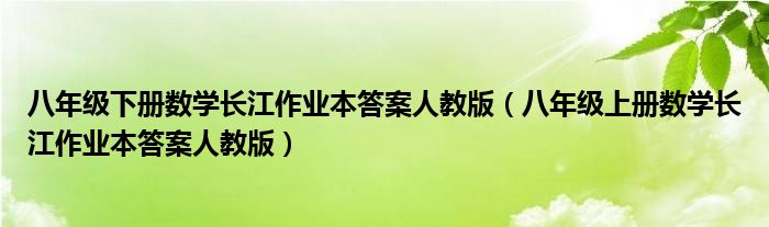 八年级上册数学长江作业本答案人教版(八年级下册数学长江作业本答案人教版)