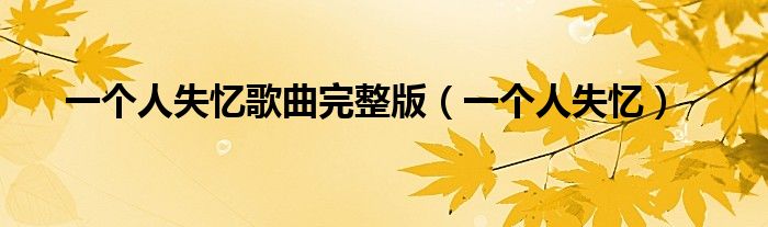 一个人失忆(一个人失忆歌曲完整版)