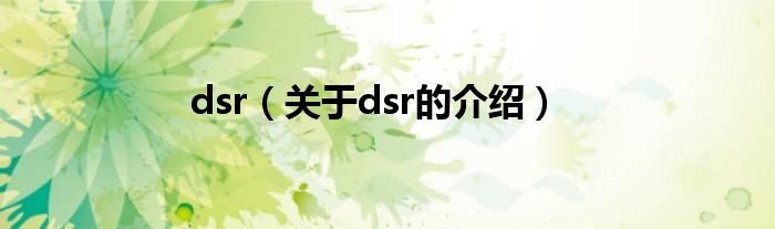 关于dsr的介绍(dsr)