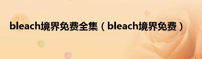 bleach境界免费(bleach境界免费全集)