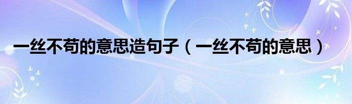 一丝不苟的意思(一丝不苟的意思造句子)