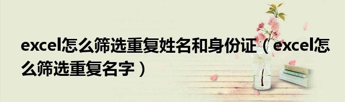 excel怎么筛选重复名字(excel怎么筛选重复姓名和身份证)