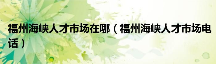 福州海峡人才市场电话(福州海峡人才市场在哪)
