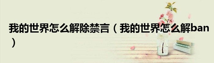 我的世界怎么解ban(我的世界怎么解除禁言)