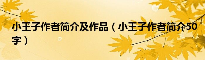 小王子作者简介50字(小王子作者简介及作品)
