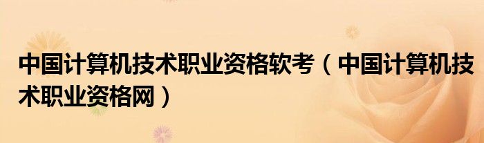 中国计算机技术职业资格网(中国计算机技术职业资格软考)