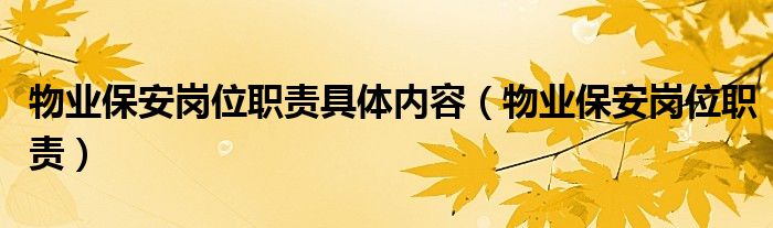 物业保安岗位职责(物业保安岗位职责具体内容)