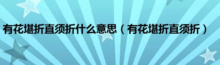 有花堪折直须折(有花堪折直须折什么意思)