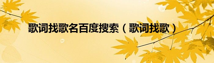 歌词找歌(歌词找歌名百度搜索)