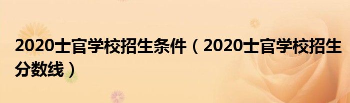 2020士官学校招生分数线(2020士官学校招生条件)