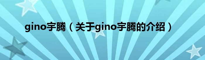 关于gino宇腾的介绍(gino宇腾)