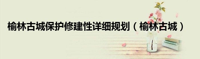 榆林古城(榆林古城保护修建性详细规划)