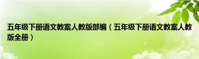 五年级下册语文教案人教版全册(五年级下册语文教案人教版部编)