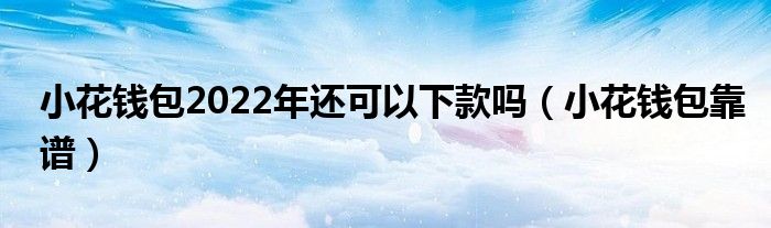 小花钱包靠谱(小花钱包2022年还可以下款吗)