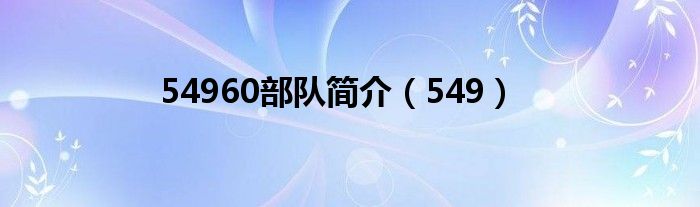 549(54960部队简介)