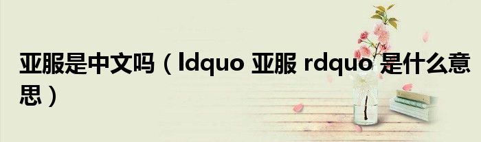 ldquo 亚服 rdquo 是什么意思(亚服是中文吗)