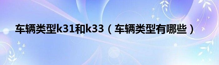 车辆类型有哪些(车辆类型k31和k33)