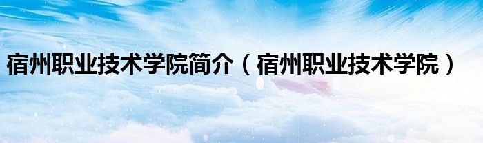 宿州职业技术学院(宿州职业技术学院简介)