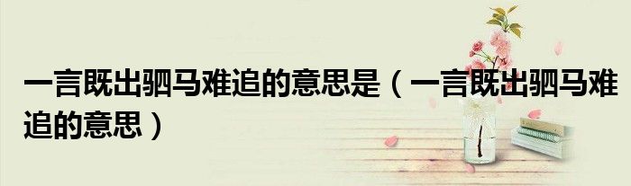 一言既出驷马难追的意思(一言既出驷马难追的意思是)