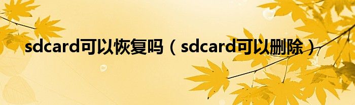sdcard可以删除(sdcard可以恢复吗)