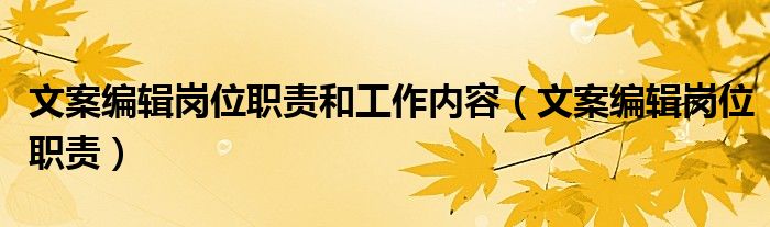 文案编辑岗位职责(文案编辑岗位职责和工作内容)