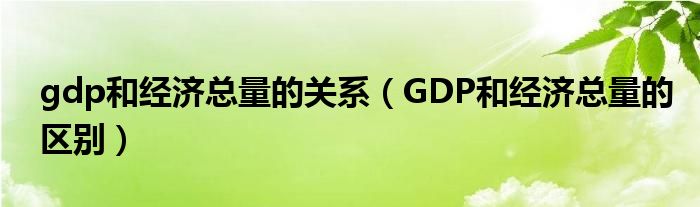 GDP和经济总量的区别(gdp和经济总量的关系)