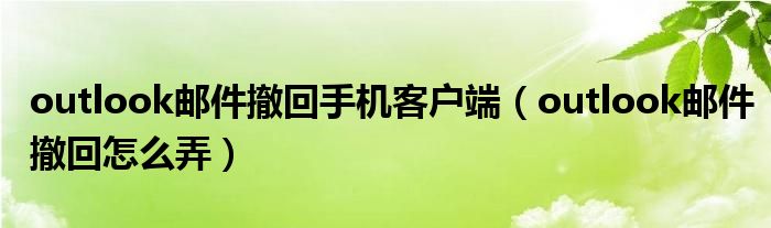 outlook邮件撤回怎么弄(outlook邮件撤回手机客户端)
