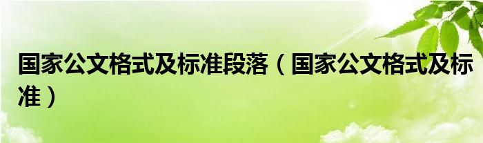 国家公文格式及标准(国家公文格式及标准段落)
