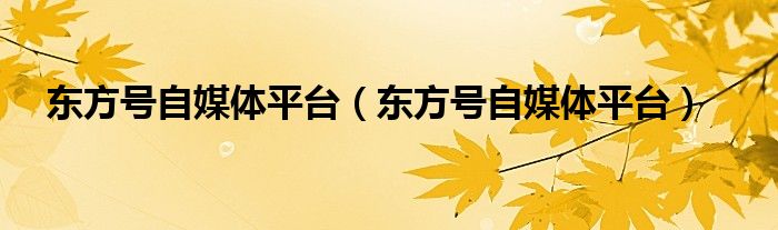东方号自媒体平台(东方号自媒体平台)