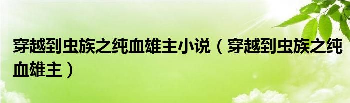 穿越到虫族之纯血雄主(穿越到虫族之纯血雄主小说)
