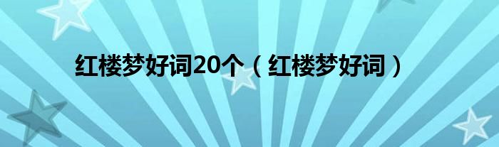 红楼梦好词(红楼梦好词20个)
