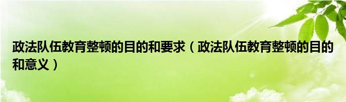 政法队伍教育整顿的目的和意义(政法队伍教育整顿的目的和要求)