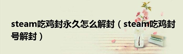 steam吃鸡封号解封(steam吃鸡封永久怎么解封)