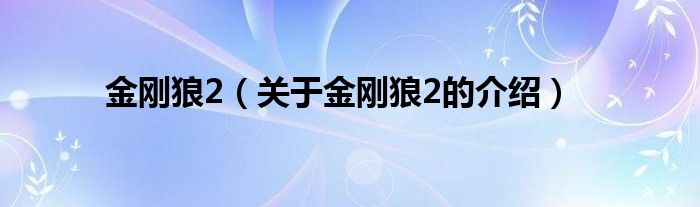 关于金刚狼2的介绍(金刚狼2)