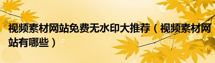 视频素材网站有哪些(视频素材网站免费无水印大推荐)
