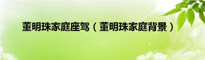 董明珠家庭背景(董明珠家庭座驾)