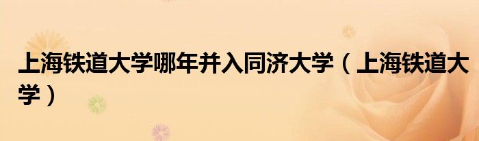 上海铁道大学(上海铁道大学哪年并入同济大学)