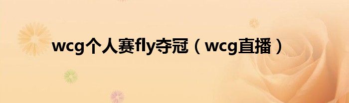 wcg直播(wcg个人赛fly夺冠)