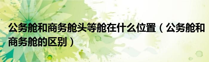 公务舱和商务舱的区别(公务舱和商务舱头等舱在什么位置)