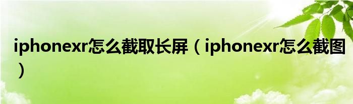 iphonexr怎么截图(iphonexr怎么截取长屏)