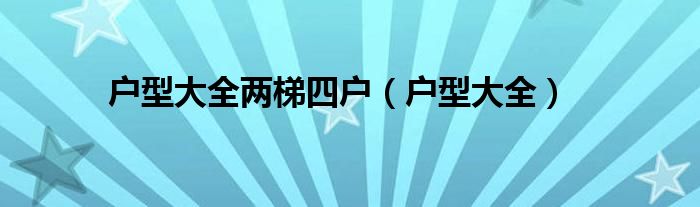 户型大全(户型大全两梯四户)
