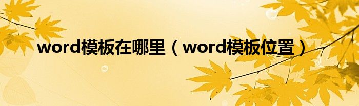 word模板位置(word模板在哪里)