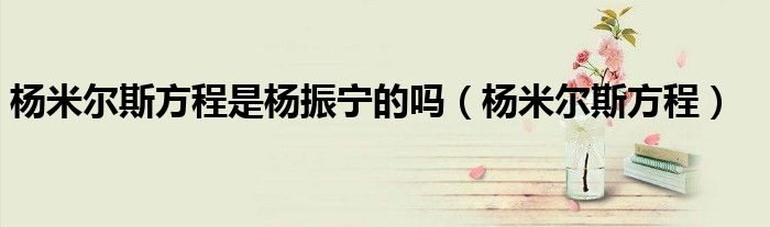 杨米尔斯方程(杨米尔斯方程是杨振宁的吗)