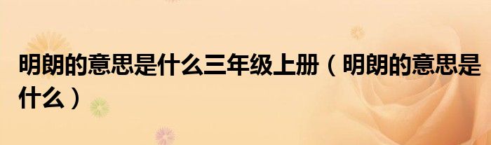 明朗的意思是什么(明朗的意思是什么三年级上册)
