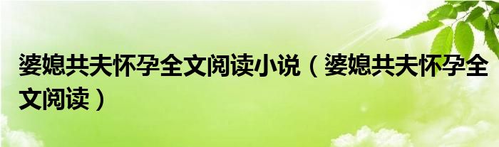 婆媳共夫怀孕全文阅读(婆媳共夫怀孕全文阅读小说)