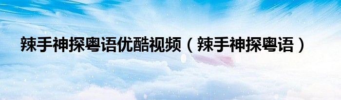 辣手神探粤语(辣手神探粤语优酷视频)