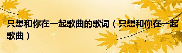 只想和你在一起歌曲(只想和你在一起歌曲的歌词)