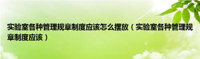 实验室各种管理规章制度应该(实验室各种管理规章制度应该怎么摆放)